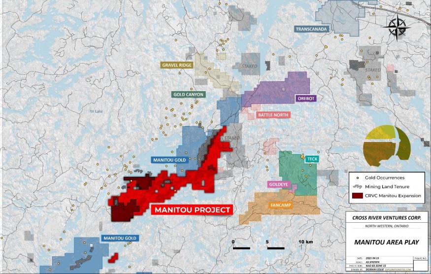 Cross River Ventures Expands Manitou Gold Project, NW Ontario, Canada