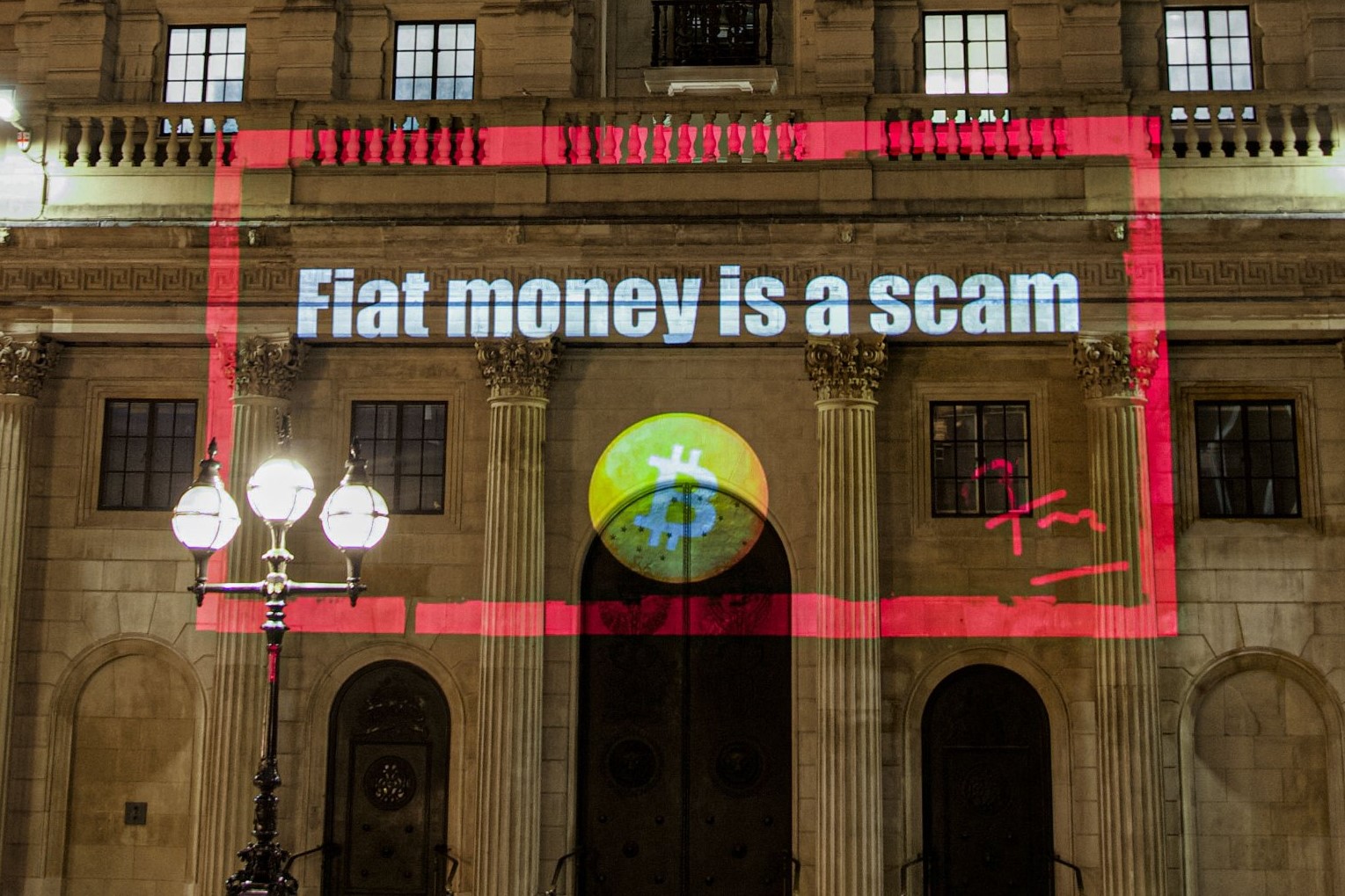 Unmasking the London Bitcoin Projectionist Covering City with BTC Slogans