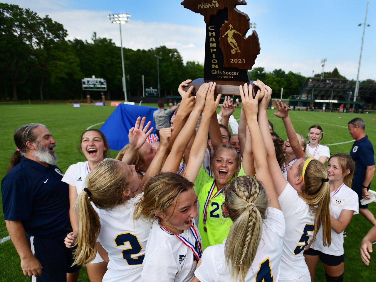 Hartland finishes chances, defeats Troy Athens for first girls soccer state title