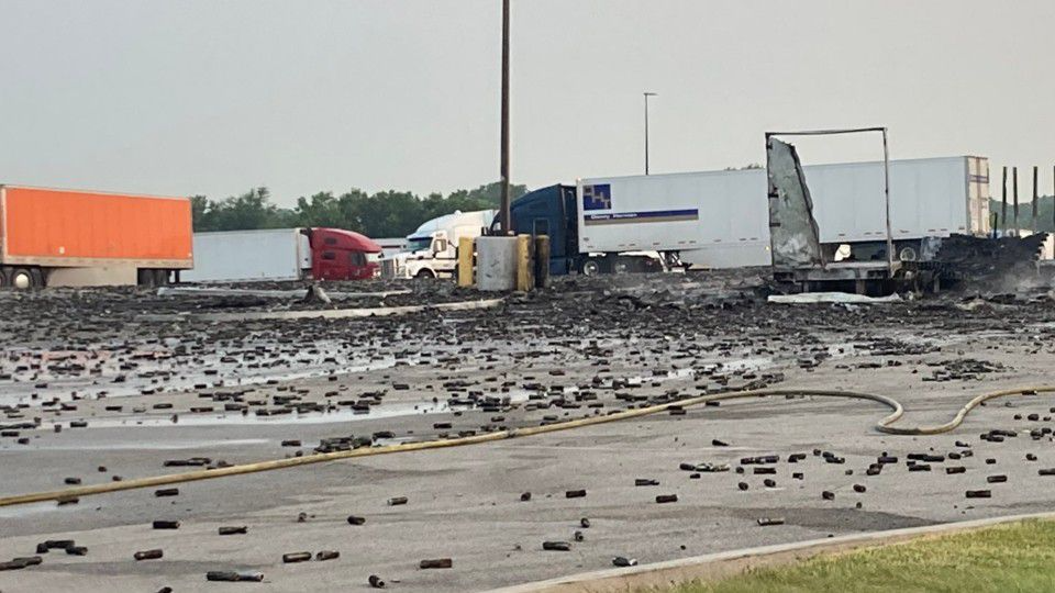 ‘Like a war zone’: 27K pounds of deodorant cans carried by semi explode in Oklahoma