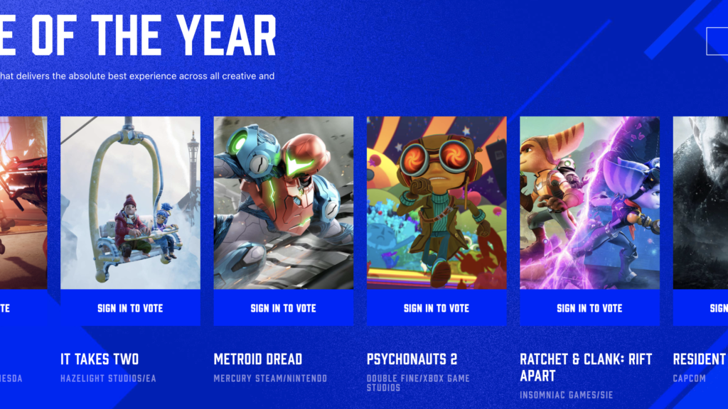 You can now vote for the game awards 2021, Live December 9 Microsoft Theater, Los Angeles GO VOTE NOW