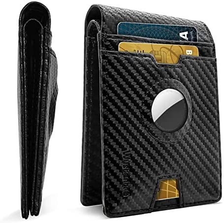 Wustentre AirTag Wallet Holder Case, Minimalist RFID Blocking Bifold Cash Credit Card …