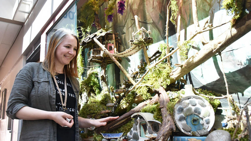 Hobbit house display created for Earth Day by Maple Ridge educational assistant